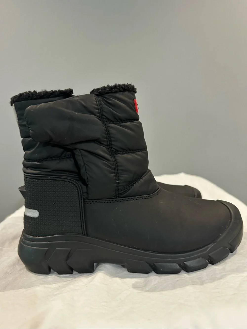 Hunter Kids Black Winter Snow Boots with Fleece Cuff